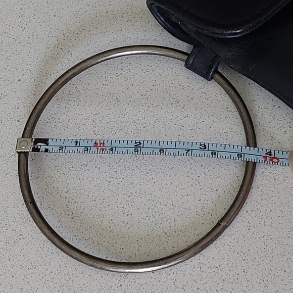 Victoria's Secret Black Faux Leather Vintage Wristlet with Metal Ring Handle - Picture 5 of 12